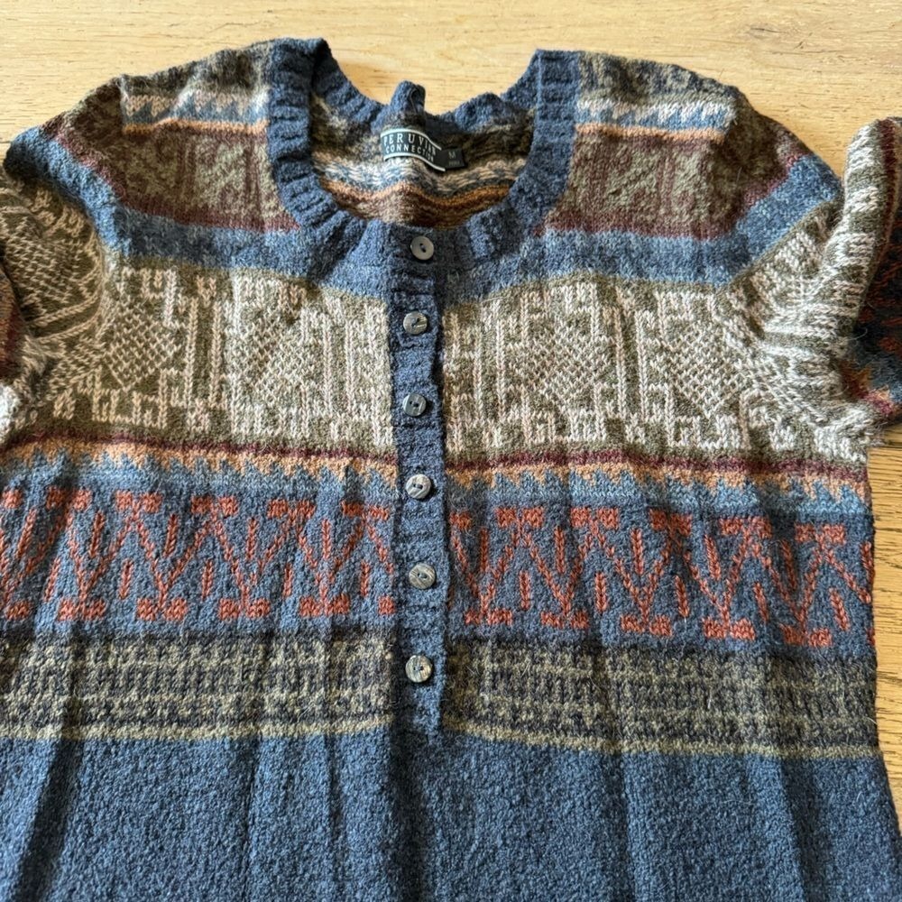 Peruvian Connection Alpaca‎ Pima Cotton Wool Fair Isle Sweater Dress M (1357)